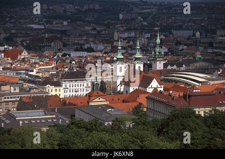 Tschechische Republik, Südmähren, Brünn, Stadtansicht, Kirche St. Michael, Rathaus Europa, Osteuropa, stilsicheren, Ceská Republika, Mähren, Mähren, Gebietshauptstadt Brünn, Stadt, Großstadt, Fachzeitung, Häuser, Wohnhäuser, Gotteshaus, Sehenswürdigkeit Stockfoto