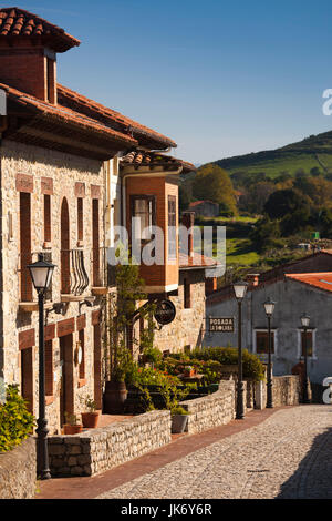 Spanien, Region Kantabrien Cantabria Provinz, Santillana del Mar, Detail der mittelalterliche Stadtgebäude Stockfoto