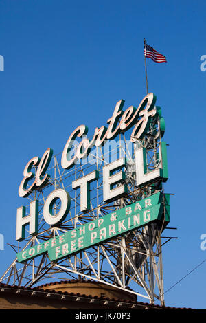 USA, Nevada, Las Vegas, Downtown, Fremont Street East, Zeichen für das El Cortez Casino Stockfoto