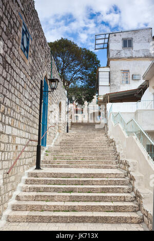 Israel, oberen Galiläa, Sfat, Synagoge Viertel, Treppen Stockfoto