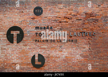 Frankreich, Region Midi-Pyrénées, Tarn Abteilung, Albi, Musée Toulouse-Lautrec Museum, Palais De La Berbie, Zeichen Stockfoto