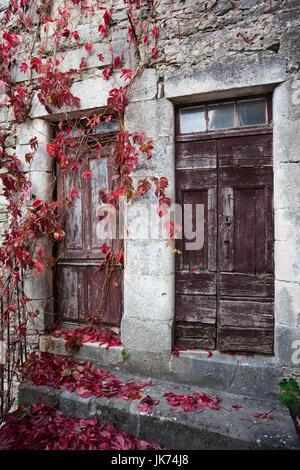 Frankreich, Region Midi-Pyrénées, Aveyron Abteilung, La Couvertoirade Stadt Gebäude detail Stockfoto