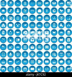 100 Postdienst Icons set blau Stock Vektor