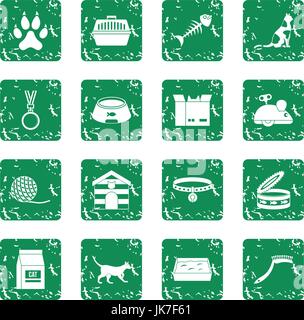 Katze Pflege Werkzeuge Symbole gesetzt grunge Stock Vektor