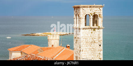 Blick vom Stadtturm in Porec, Istrien. Kroatien Stockfoto