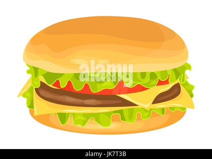 Moderne Wohnung Design-Vektor-Illustration der großen Hamburger auf weißem Hintergrund Stock Vektor
