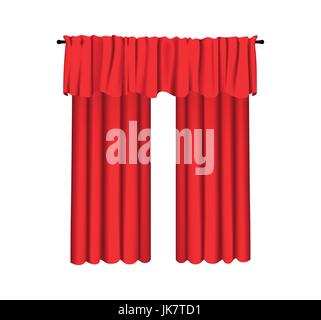 Rote Luxus Gardinen und Vorhänge auf weißem Hintergrund, realistische Vektor-illustration Stock Vektor
