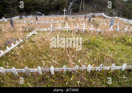 Yagan Menschen Friedhof, Bahía Mejillones - Isla Navarino - Chile Stockfoto