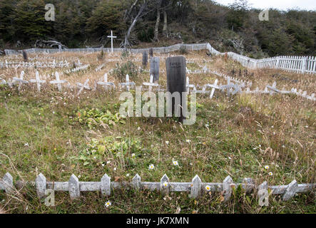 Yagan Menschen Friedhof, Bahía Mejillones - Isla Navarino - Chile Stockfoto