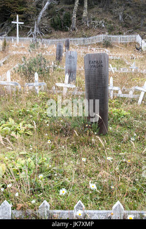 Yagan Menschen Friedhof, Bahía Mejillones - Isla Navarino - Chile Stockfoto