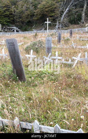 Yagan Menschen Friedhof, Bahía Mejillones - Isla Navarino - Chile Stockfoto