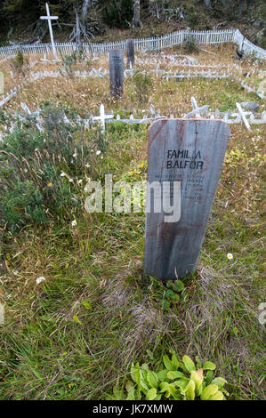 Yagan Menschen Friedhof, Bahía Mejillones - Isla Navarino - Chile Stockfoto