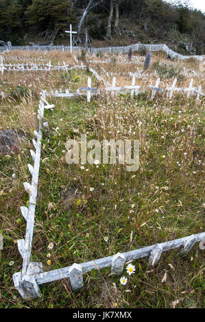 Yagan Menschen Friedhof, Bahía Mejillones - Isla Navarino - Chile Stockfoto