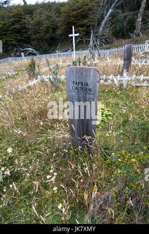 Yagan Menschen Friedhof, Bahía Mejillones - Isla Navarino - Chile Stockfoto