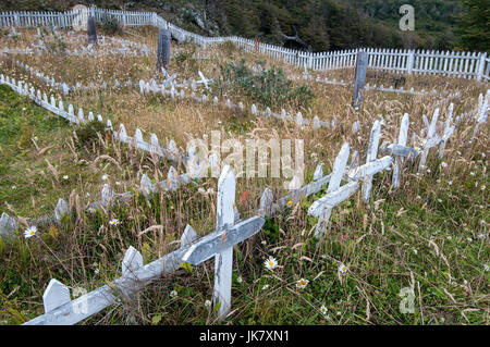 Yagan Menschen Friedhof, Bahía Mejillones - Isla Navarino - Chile Stockfoto