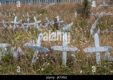 Yagan Menschen Friedhof, Bahía Mejillones - Isla Navarino - Chile Stockfoto