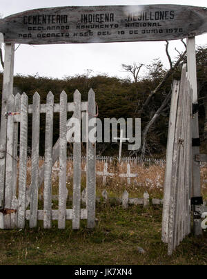 Yagan Menschen Friedhof, Bahía Mejillones - Isla Navarino - Chile Stockfoto