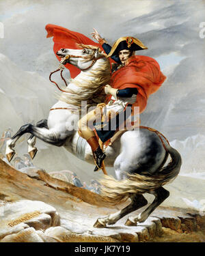 Jacques-Louis David, Napoleon überquert die Alpen 1802 Öl auf Leinwand. Schloss von Versailles, Frankreich. Stockfoto