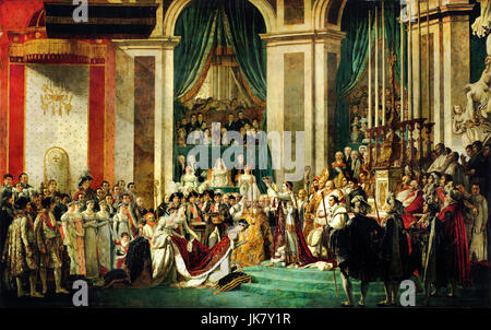 Jacques-Louis David, Krönung von Kaiser Napoleon I und Krönung der Kaiserin Josephine in Notre-Dame de Paris, 2. Dezember 1804. Ca. 1808-182 Stockfoto