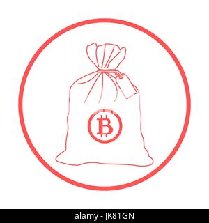 Stilisierte Symbol einer verknoteten Tasche mit Geld. Design für Banner, Poster oder Druck. Stock Vektor