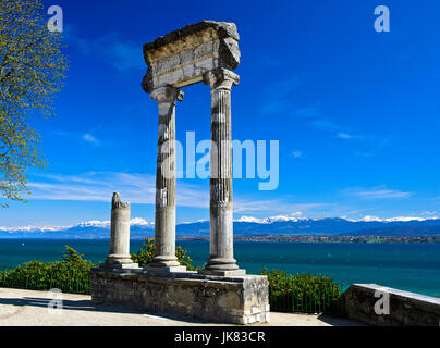 Römische korinthischen Säule aus Noviodunum, Nyon, Waadt, Schweiz Stockfoto