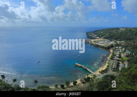 Flying Fish Cove ist die Hauptstadt und wichtigste Siedlung in Australien Christmas Island. Die Bilder, die von einer Drohne getroffen. Stockfoto