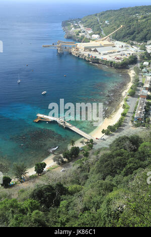 Flying Fish Cove ist die Hauptstadt und wichtigste Siedlung in Australien Christmas Island. Die Bilder, die von einer Drohne getroffen. Stockfoto