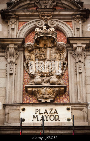 Spanien, Madrid, Centro Region, Plaza Mayor, Gebäude detail Stockfoto