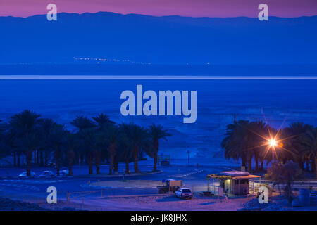 Israel, Totes Meer, Masada, Sonnenaufgang Blick auf das Tote Meer von Masada Schlange Weg Stockfoto