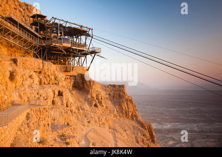 Israel, Totes Meer, Masada, Dawn Ansicht von der Seilbahnstation Masada Stockfoto