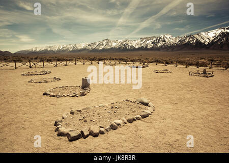 USA, California, Sierra Nevada Ostregion, Unabhängigkeit, Manzanar National Historic Site, Website von Weltkrieg zwei-Ära Internierungslager für Japanisch-Amerikaner, camp Friedhof Stockfoto