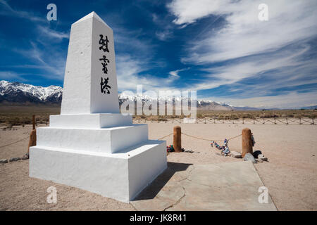 USA, California, Sierra Nevada Ostregion, Unabhängigkeit, Manzanar National Historic Site, Website von Weltkrieg zwei-Ära Internierungslager für Japanisch-Amerikaner, camp Friedhof Stockfoto