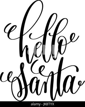 Hallo Santa Hand Schriftzug Inschrift, Winterurlaub Stock Vektor