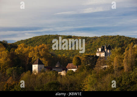 Frankreich, Aquitaine Region, Departement Dordogne Beynac-et-Cazenac, Blick auf das Schloss-Fayrac Stockfoto