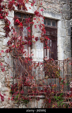 Frankreich, Region Midi-Pyrénées, Aveyron Abteilung, La Couvertoirade Stadt Gebäude detail Stockfoto