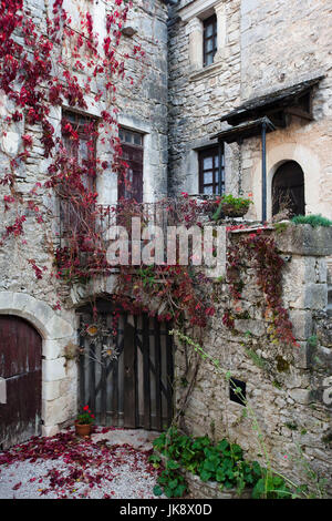 Frankreich, Region Midi-Pyrénées, Aveyron Abteilung, La Couvertoirade Stadt Gebäude detail Stockfoto