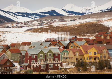 USA, Colorado, Crested Butte, Mount Haubenmeise Butte Ski Village, erhöht, Ansicht Stockfoto