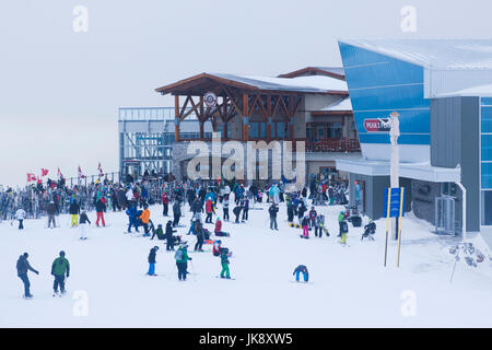 Peak 2 Peak Gondola zwischen Whistler und Blackcomb Mountains, Gondelstation Whistler Mountain, Whistler, Britisch-Kolumbien, Kanada Stockfoto