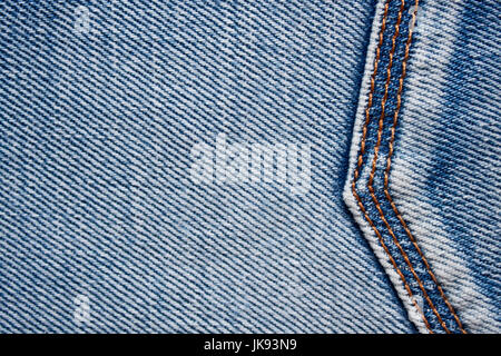 Jeans-Textur mit Tasche Nähte Stockfoto