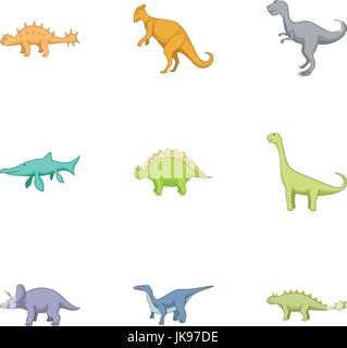 Verschiedene Arten von Dinosauriern Icons set Stock Vektor