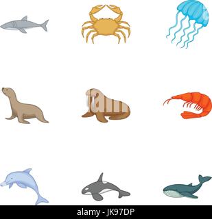 Bewohner der nördlichen Meere Symbole Stock Vektor