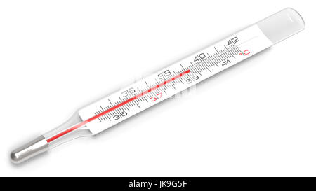 Medizinische Thermometer Fieber isoliert auf weißem Hintergrund 3D-Rendering Stockfoto