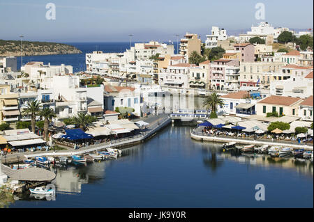 Griechenland, Kreta, Agios Nikolaos, Stadtübersicht, Stockfoto