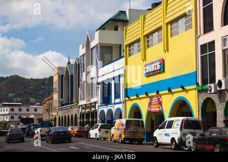 St. Vincent und die Grenadinen, St. Vincent, Kingstown, Gebäude entlang der Bay Street Stockfoto