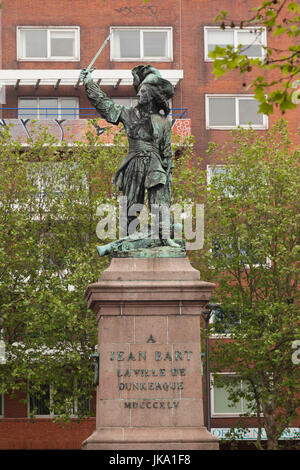 Frankreich, Region Nord-Pas de Calais, Nord-Abteilung, Französisch-Flandern-Bereich, Dunkerque, Statue von Privateer Jean Bart Stockfoto