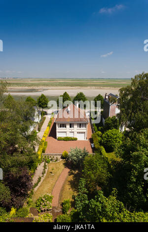 Frankreich, Region Picardie Somme Abteilung, St Valery Sur Somme, Somme Bucht Ferienort, erhöhte Ansicht des Hauses von La Baie de Somme Stockfoto