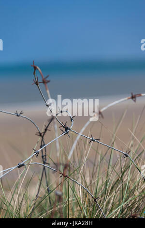 Frankreich, Normandie, Manche Abteilung, d-Day Strände Gegend, WW2-Ära d-Day Invasion Utah Beach, Sainte Marie du Mont, Stacheldraht Stockfoto