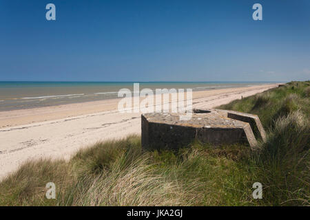 Frankreich, Normandie, Manche Abteilung, d-Day Strände Gegend, WW2-Ära d-Day Invasion Utah Beach, Sainte Marie du Mont, Ruinen der deutschen Bunker Stockfoto