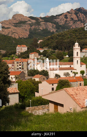 Frankreich, Korsika, Departement Corse-du-Sud, Calanche Region, Piana, erhöhten Blick auf die Stadt Stockfoto