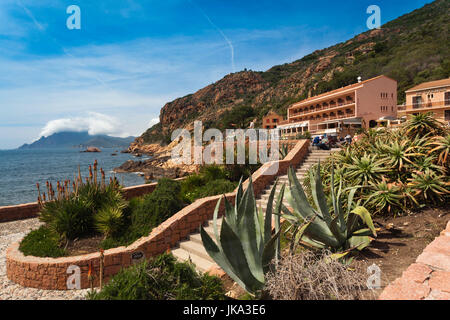 Frankreich, Korsika, Departement Corse-du-Sud, Calanche Region, Porto, Blick auf die Stadt Stockfoto